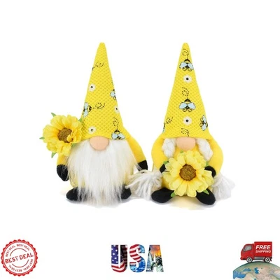 Encantador juego de gnomos de 2 piezas - Decoraciones de felpa de abeja hechas a mano para tu bandeja en niveles Foto 1 de 4