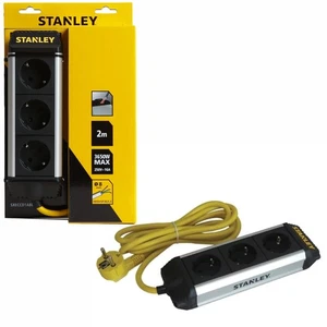 Stanley ALU Mehrfachstecker 3-Fach IP20 2m Kabel Steckdosenleiste Steckerleiste - Afbeelding 1 van 7