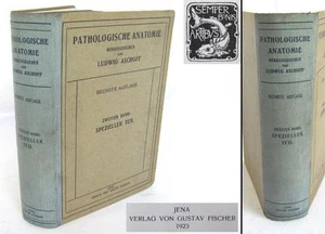 ANTIQUE 1923 GERMAN MEDICAL TEXTBOOK PATHOLOGICAL ANATOMY BY L.ASCHOFF - Picture 1 of 11