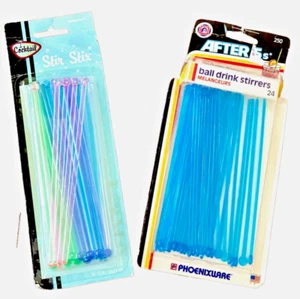 Vintage Cocktail Swizzle Sticks Blue Ball Plastic Stirrers Kitschy Bareware New - Picture 1 of 7