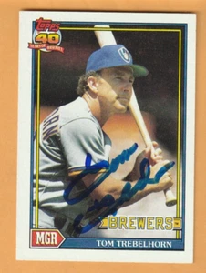 Tom Trebelhorn Milwaukee Brewers AUTO Signed 1991 Topps Portland State - Bild 1 von 2