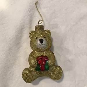 Oso Adorno de Navidad ~ Oro Brillante ~ 4.5" ~ Vintage ~ Nuevo - Imagen 1 de 2
