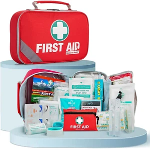 2-In-1 First Aid Kit (215 Piece Set) + 43 Piece Mini First Aid Kit -Includes Ice - Picture 1 of 12