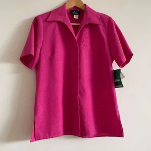 vinatge pink shirt button up shirt sleeve embroidered nwt - Picture 1 of 12