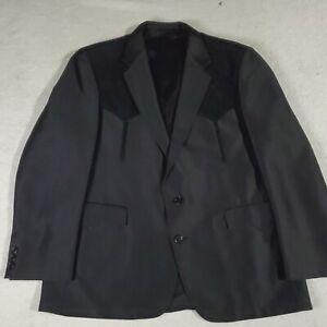 VTG Circle S Mens Western Jacket Men Size 44S Split Tail Pockets 2 Button Black 