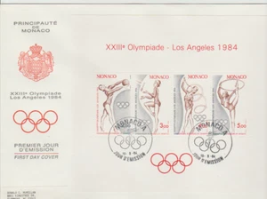 1984 MONACO SC # 1418, SG # MS 1645 Los Angeles Olympics S/S FDC FREE USA SHIP - Picture 1 of 1