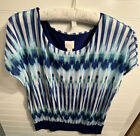 Chico's Ladies Multicolor Blues Boat Neck Top Size 1 for business or casual wear
