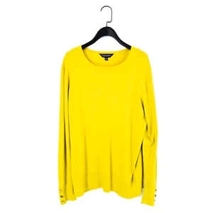 Dorothy Perkins Yellow Round Neck Buttoned Sleeve Thin Jumper - Size 18 - Picture 1 of 17