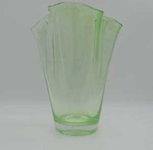 Italienische Mid Century Vase Fazzoletto Grün Murano Glas - Bild 1 von 5
