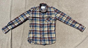 Men Denim & Flower Button Up Long Sleeve Gray Plaid w/ Pocket Logo-  Small (38) - Picture 1 of 6