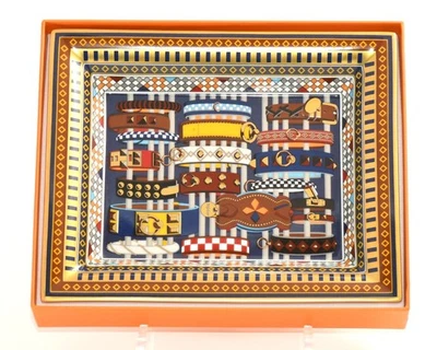 Hermes Collier de Chien Change tray gold brown porcelain Ashtray plate bracelet - Image 1 of 4