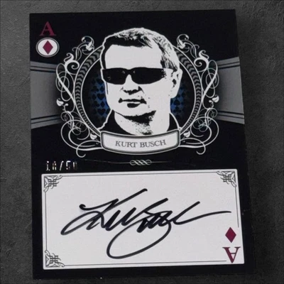 Kurt Busch PACK PULLED NASCAR HOF signed card 2009 WHEELS MAIN EVENT MARKS 18/50 - Image 1 of 2