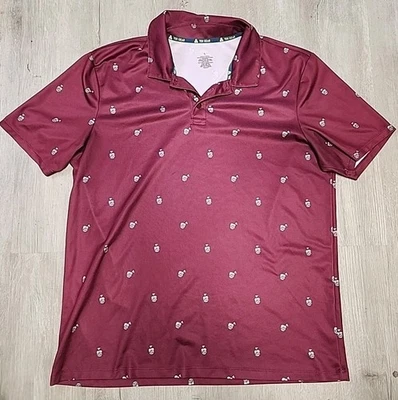 Polo ligero granate con estampado de golf grande para hombre Foto 1 de 4