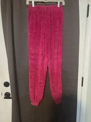 Pantalones de terciopelo rosa Liz Claiborne, pantalones medianos para mujer, tiro alto recortados Foto 1 de 4
