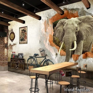Vlies Fototapete Wandtapete Wandbilder 3D Effekt Alte Wand Elefant 2029 - Picture 1 of 3