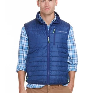 Vineyard Vines Vest Men's Large Puffer Performance Fleece Lined Blue Outdoor - Picture 1 of 10