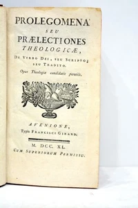 LIVRE ANCIEN PROLEGOMENA SEU PRAELECTIONES THEOLOGICAE 1740 - Imagen 1 de 3