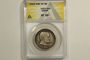 1922 Grant Commemorative Half Dollar ANACS VF30 - Picture 1 of 3