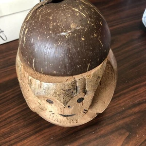 Carved Coconut Monkey Head Tiki Hawaii Island - Picture 1 of 7