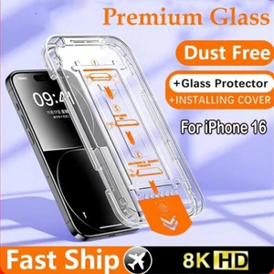 For iPhone 16 Pro Max Tempered Glass Screen Protector Magic Auto Alignment - Photo 1 sur 14