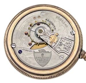 RARE Waltham A.T .& Co. Canadian Pacific Railway Pocket Watch Gold Inlay Train! - Picture 1 of 9