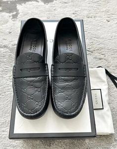 Authentic Gucci Guccissima Black Leather Mens Loafer US9 EU42.5 UK8.5 - Picture 1 of 7