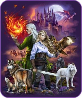 Nuevo Castillo Elfos Manta de Peluche Mística Luna Regalo Dragón Lobos Halcón Foto 1 de 3