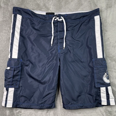 Vancouver Canucks Swim Trunks Mens 2XL Blue White Lined Brief NHL GIII Sports Cover