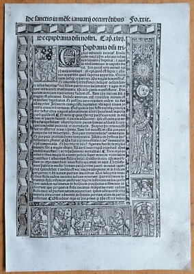 De epiphania - Saints Post Incunable Woodcut Leaf P. Natalibus - 1508 - Image 1 of 2