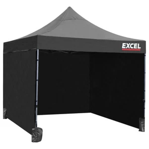 Excel Steel Gazebo 3m x 3m Black with Wheel Bag, Wall panel, Sand Bag - Picture 1 of 6