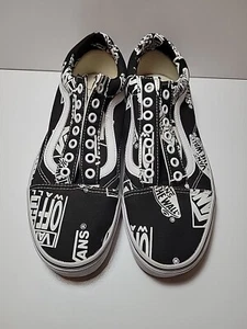 VANS Old Skool AOP Logo Zapatos Para Hombres 7 Blanco y Negro Mujer 8.5 Nuevos Sin Caja - Imagen 1 de 14