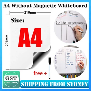 A4 Without Magnetic Whiteboard+Board Pen Marker Eraser Memo Reminder Fridge - Picture 1 of 12