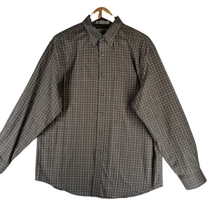 L.L.Bean Wrinkle Free Trim Fit Men's Size L Brown Check Long Sleeve Casual Shirt - Picture 1 of 16