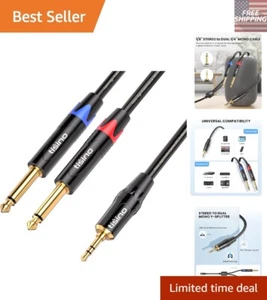 3.3ft 1/8 TRS to Dual 1/4 TS Cable - Audio Adapter for Multiple Devices - Picture 1 of 10