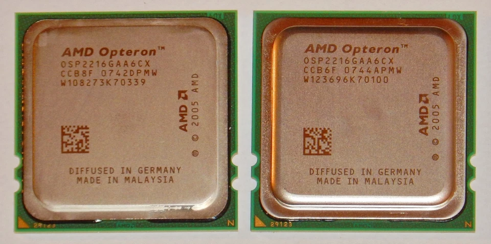 Lot 2x AMD Opteron Dual Core 2.4 GHz 2216 HE Server CPU OSP2216GAA6CX Socket F - Image 1 of 1