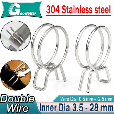New Double Wire Fuel Hose Spring Clips Silicone Pipe Clamps Air Band Vacuum Tube - Image 1 of 4