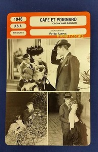 US Fritz Lang Movie Cloak and Dagger Gary Cooper French Film Trade Card  