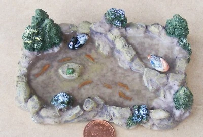 Dolls House Pond With Fish Frog & 2 Ducks 1:12 Scale Garden Miniature 693 tumdee - Image 1 of 4