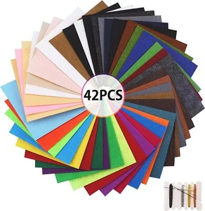 Craft Felt Fabric Sheet 42x Felt Squares 1mm Thick Soft For Toy Making - Picture 1 of 12