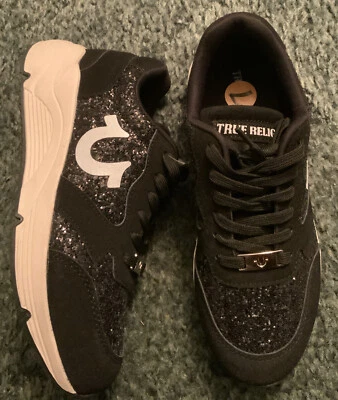 True Religion Esther lace up black glitter women’s sneaker shoes NWOB size 7 - Image 1 of 4