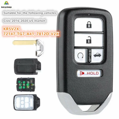 for Honda Civic 2016 2017 2018 New Remote Control Car Key Fob 433MHz KR5V2X - Image 1 of 4