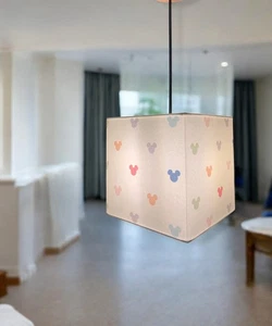 Pantalla de lámpara de techo o mesa hecha a mano 'Mickey / Minnie Silhouette', dormitorio infantil - Imagen 1 de 4