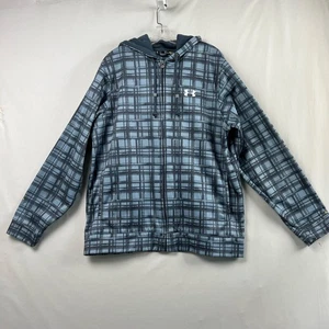 Under Armour Hoodie Jacket Mens XL Plaid All Over Full Zip Loose Logo - Picture 1 of 18