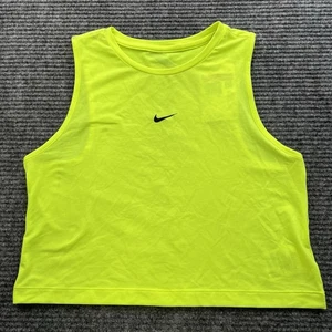 Nike Pro DriFIT Youth Large Training Tank Top Volt Yellow High Neck Cropped NWT - Picture 1 of 6