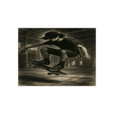 Arte de pared urbano - Skaterboy en movimiento 8x6 azulejo de lona de madera, decoración moderna de la habitación Foto 1 de 4