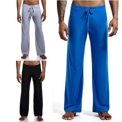 Pantalones de yoga para hombre informales de color liso pantalones para correr cintura baja cordón sueltos Foto 1 de 4