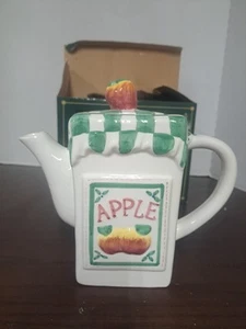 Vintage Apple Teapot Handpainted Ceramic - Picture 1 of 11