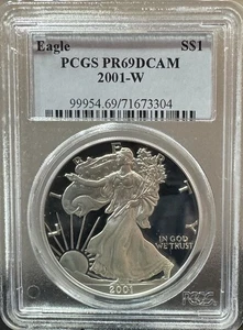 2001-W American Silver Eagle Dollar PR69DCAM PCGS Proof 69 - Picture 1 of 2