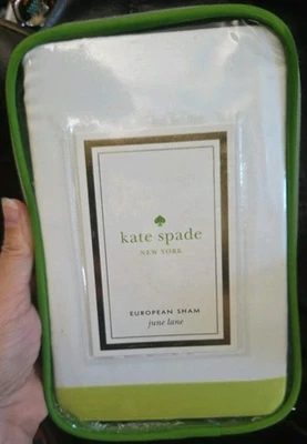 KATE SPADE Nova York BRANCO/BRILHANTE CHARTREUSE Travesseiro Europeu Falsa Algodão 26x26" - Imagem 1 de 3