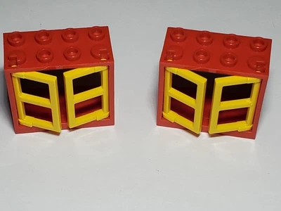 Lot Of 2 Lego Windows 2x4x3 red and Yellow - Image 1 of 2
